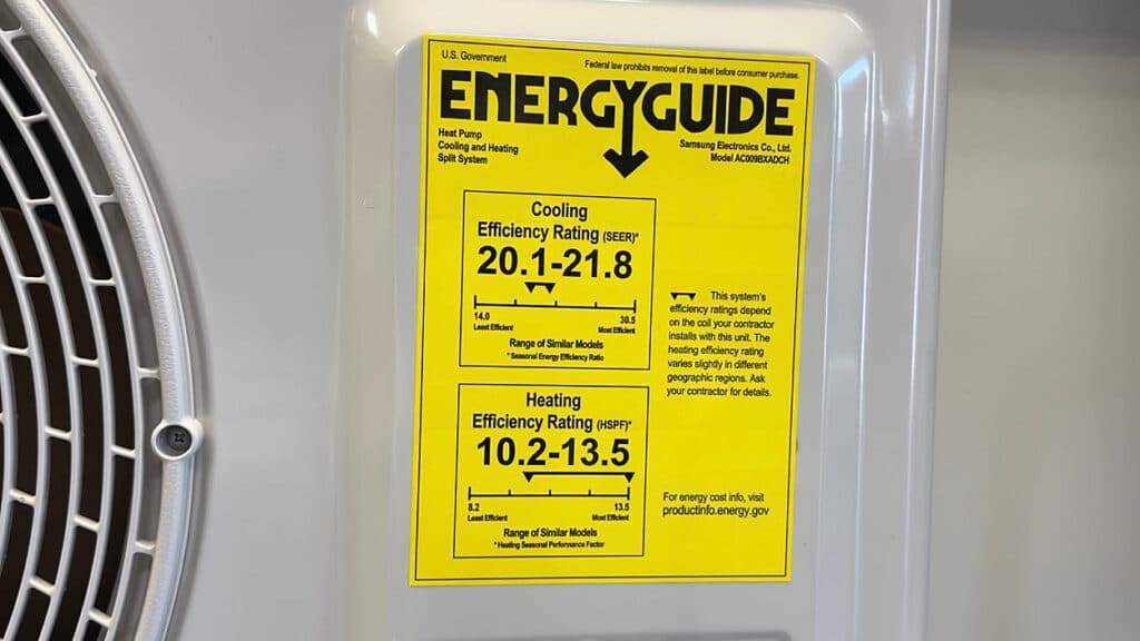 Heat Pump HSPF and SEER energy efficiency ratings